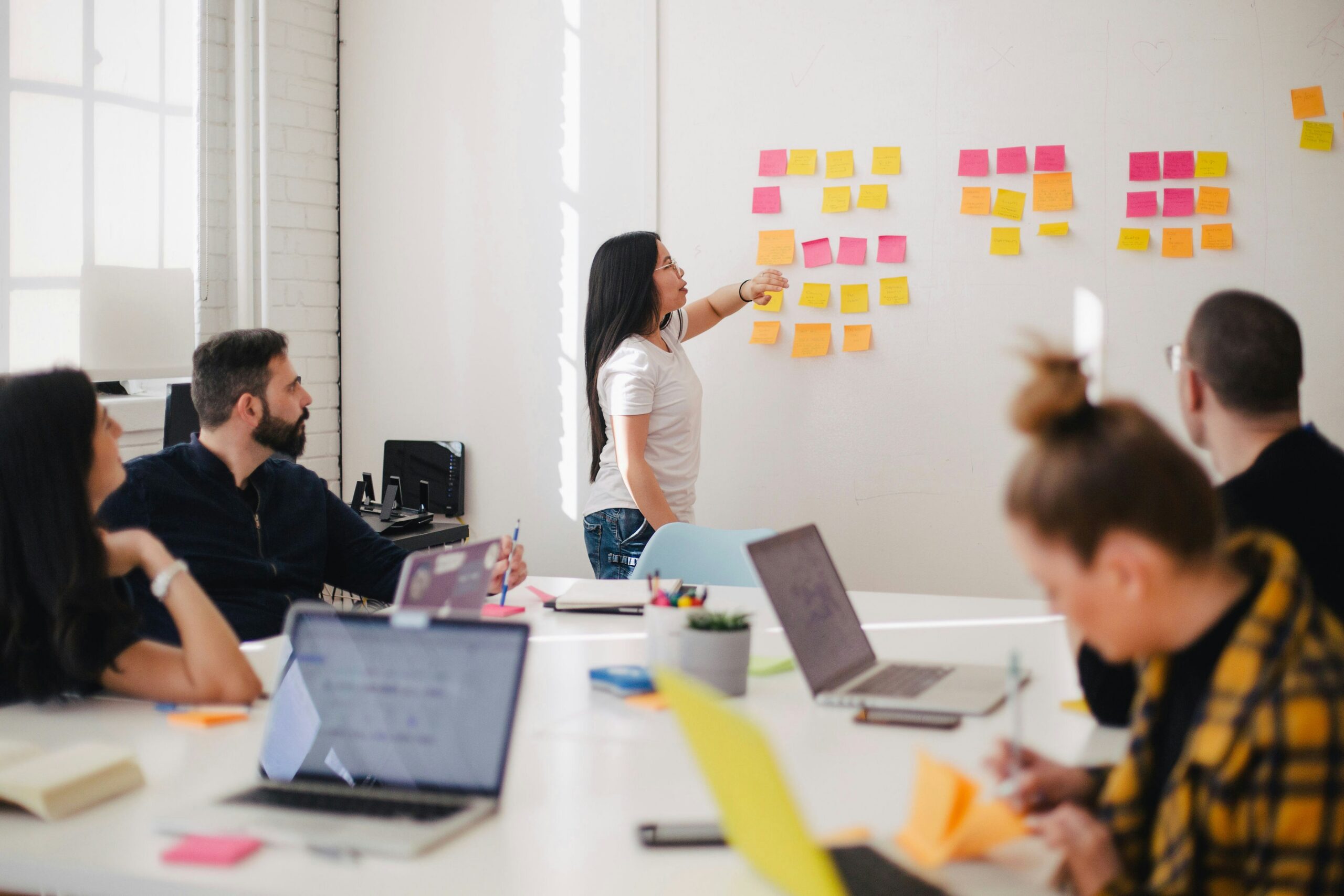 Agile team planning sprint with digital workflow